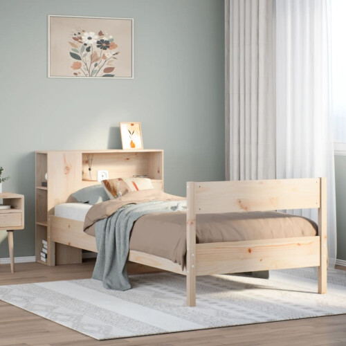 Berkfield Bookcase Bed without Mattress 75x190 cm Small Single Solid Wood Pine