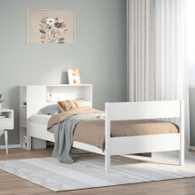 Berkfield Bookcase Bed without Mattress White 75x190 cm Small Single Solid Wood Pine