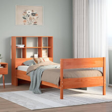 Berkfield Bookcase Bed without Mattress Wax Brown 75x190 cm Small Single Solid Wood Pine