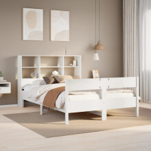 Berkfield Bookcase Bed without Mattress White 140x200cm Solid Wood Pine
