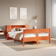 Berkfield Bookcase Bed without Mattress Wax Brown 150x200 cm King Size Solid Wood Pine