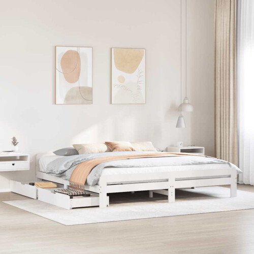 Berkfield Bed frame without Mattress White 200x200 cm Solid Wood Pine