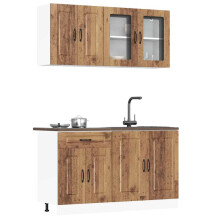 Berkfield 4 Piece Kitchen Cabinet Set Kalmar Old Wood Engineered Wood