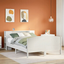 Berkfield Bookcase Bed without Mattress White 135x190cm Solid Wood Pine