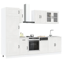Berkfield 8 Piece Kitchen Cabinet Set Kalmar High Gloss White Engineered Wood