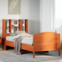 Berkfield Bookcase Bed without Mattress Wax Brown 75x190 cm Small Single Solid Wood Pine