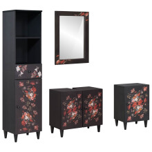 Berkfield Bathroom Cabinet Set with Drawer 4 pcs Solid Mango Wood