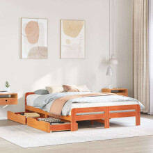 Berkfield Bed frame without Mattress Wax Brown 150x200 cm King Size Solid Wood Pine