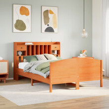 Berkfield Bookcase Bed without Mattress Wax Brown 150x200 cm King Size Solid Wood Pine