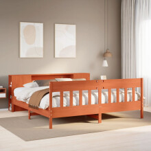 Berkfield Bookcase Bed without Mattress Wax Brown 200x200cm Solid Wood Pine