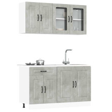 Berkfield 4 Piece Kitchen Cabinet Set Kalmar Concrete Grey Engineered Wood