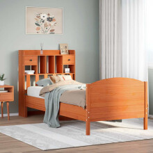 Berkfield Bookcase Bed without Mattress Wax Brown 75x190 cm Small Single Solid Wood Pine