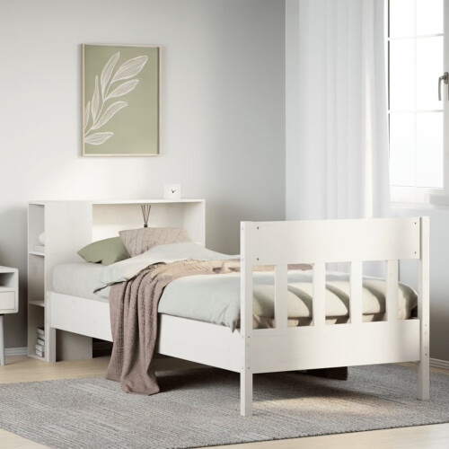 Berkfield Bookcase Bed without Mattress White 75x190 cm Small Single Solid Wood Pine