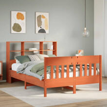 Berkfield Bed Frame without Mattress Wax Brown 135x190 cm Double Solid Wood Pine