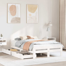 Berkfield Bed frame without Mattress White 135x190 cm Double Solid Wood Pine