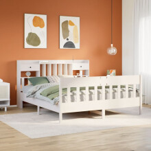 Berkfield Bed Frame without Mattress White 180x200 cm Super King Solid Wood Pine