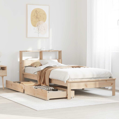 Berkfield Bookcase Bed without Mattress 75x190 cm Small Single Solid Wood Pine