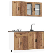 Berkfield 4 Piece Kitchen Cabinet Set Porto Old Wood Engineered Wood
