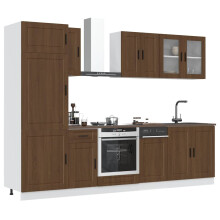 Berkfield 8 Piece Kitchen Cabinet Set Kalmar Brown Oak Engineered Wood