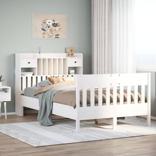 Berkfield Bed Frame without Mattress White 135x190 cm Solid Wood Pine