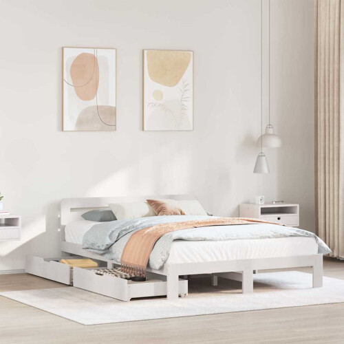 Berkfield Bed Frame without Mattress White 140x200 cm Solid Wood Pine