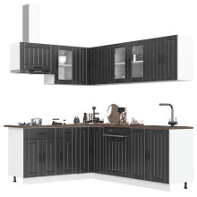 Berkfield 11 Piece Kitchen Cabinet Set Lucca Black Engineered Wood