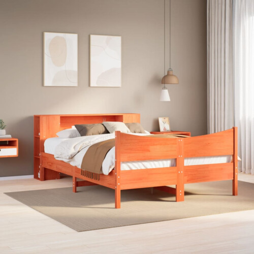 Berkfield Bed Frame without Mattress Wax Brown 140x190 cm Solid Wood Pine