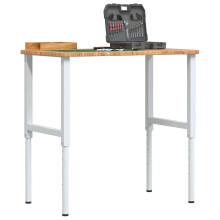 Berkfield Workbench Light Brown 100x60x(71.5-98) cm Solid Wood Oak Rectangular