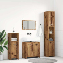 Berkfield 4 Piece Bathroom Furniture Set Old Wood Engineered Wood