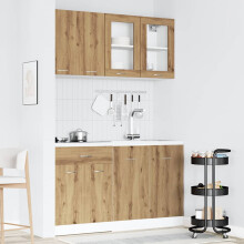 Berkfield 4 Piece Kitchen Cabinet Set Lyon Artisan Oak Engineered Wood