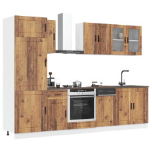 Berkfield 8 Piece Kitchen Cabinet Set Kalmar Old Wood Engineered Wood