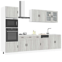 Berkfield 7 Piece Kitchen Cabinet Set Kalmar Grey Sonoma Engineered Wood