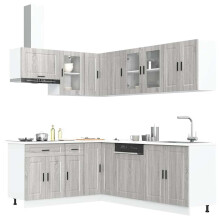 Berkfield 11 Piece Kitchen Cabinet Set Porto Grey Sonoma Engineered Wood