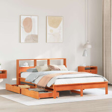 Berkfield Bookcase Bed without Mattress Wax Brown 140x190 cm Solid Wood Pine