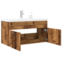 Berkfield Bathroom Sink Cabinet with Built-in Basin Old Wood