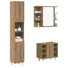 Berkfield 3 Piece Bathroom Furniture Set Artisan Oak Engineered Wood