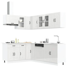 Berkfield 11 Piece Kitchen Cabinet Set Kalmar Gloss White Engineered Wood