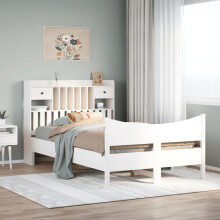 Berkfield Bed Frame without Mattress White 135x190 cm Double Solid Wood Pine