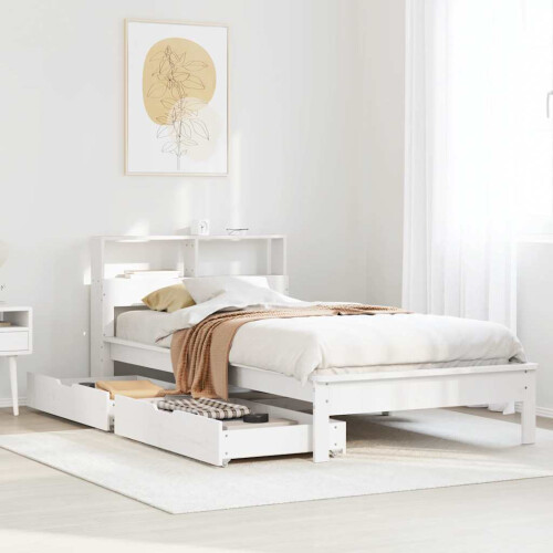 Berkfield Bookcase Bed without Mattress White 90x190 cm Single Solid Wood Pine