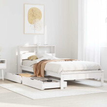 Berkfield Bookcase Bed without Mattress White 75x190 cm Small Single Solid Wood Pine