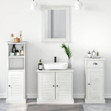Berkfield Bathroom Furniture Set 4 pcs Antique White Solid Pine Wood