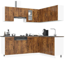 Berkfield 11 Piece Kitchen Cabinet Set Kalmar Smoked Oak Engineered Wood