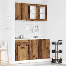 Berkfield 4 Piece Kitchen Cabinet Set Lyon Old Wood Engineered Wood
