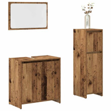 Berkfield 3 Piece Bathroom Furniture Set Old Wood Engineered Wood