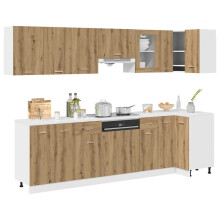 Berkfield 11 Piece Kitchen Cabinet Set Lyon Artisan Oak Engineered Wood