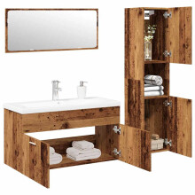 Berkfield 4 Piece Bathroom Furniture Set Old Wood Engineered Wood