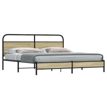 Berkfield Metal Bed Frame without Mattress Sonoma Oak 180x200 cm Super King