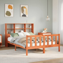 Berkfield Bookcase Bed without Mattress Wax Brown 160x200 cm Solid Wood
