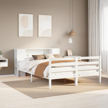 Berkfield Bookcase Bed without Mattress White 135x190 cm Double Solid Wood Pine