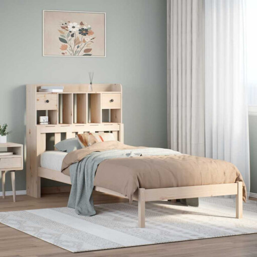 Berkfield Bookcase Bed without Mattress 75x190 cm Small Single Solid Wood Pine